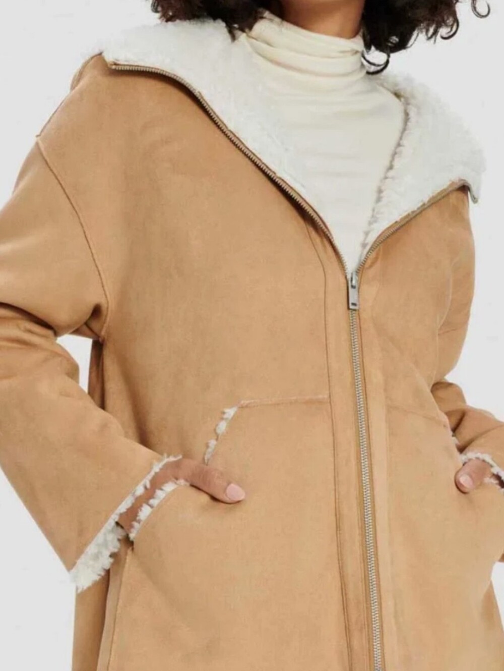 UGG Jody Faux Shearling Hoodie Sz XL Chestnut Zip Jacket Coat Soft Layering $298